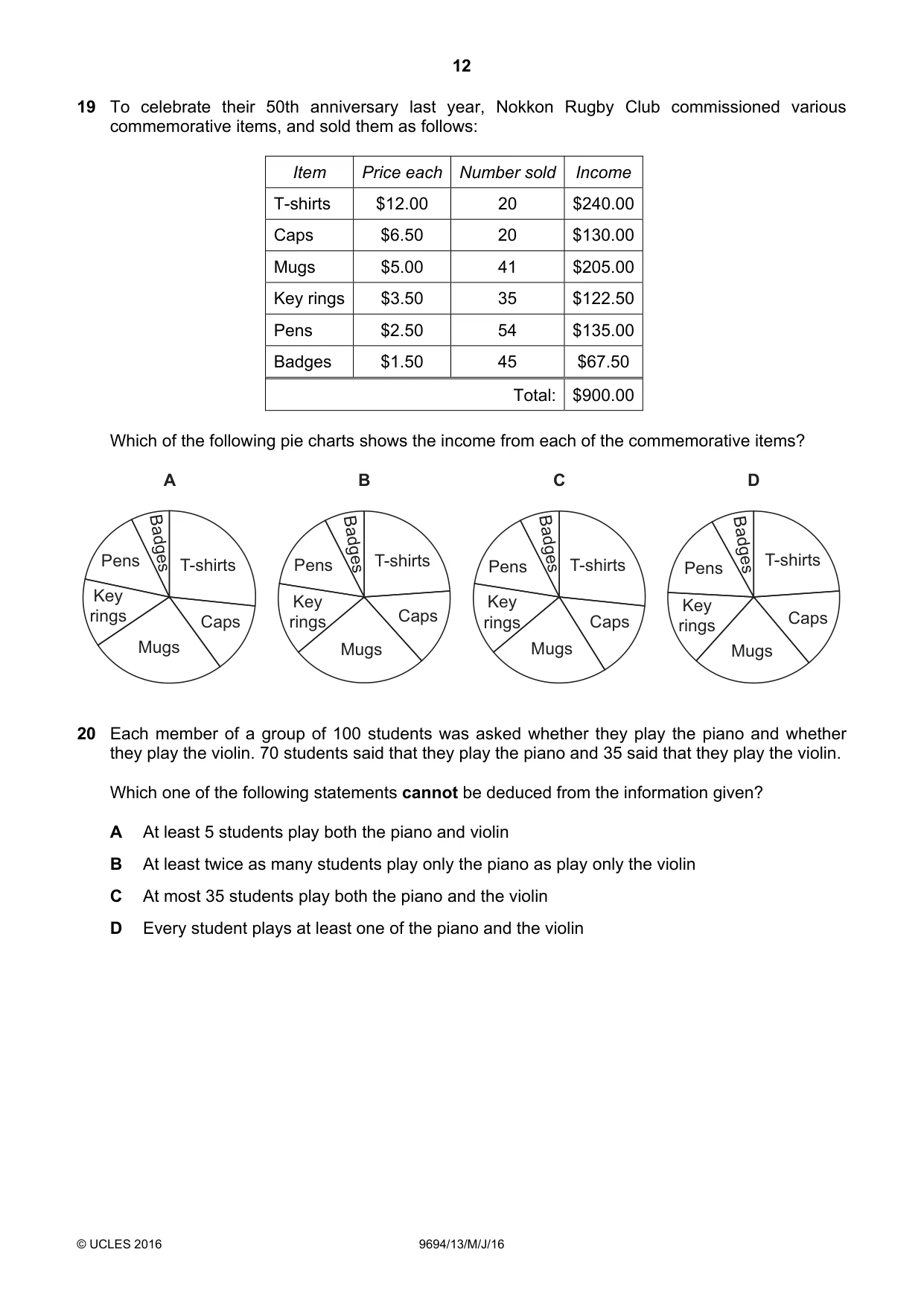 Cambridge A Level Thinking Skills 9694 2016 May/June Paper 1 · Variant 3 question paper, page 12 of 20