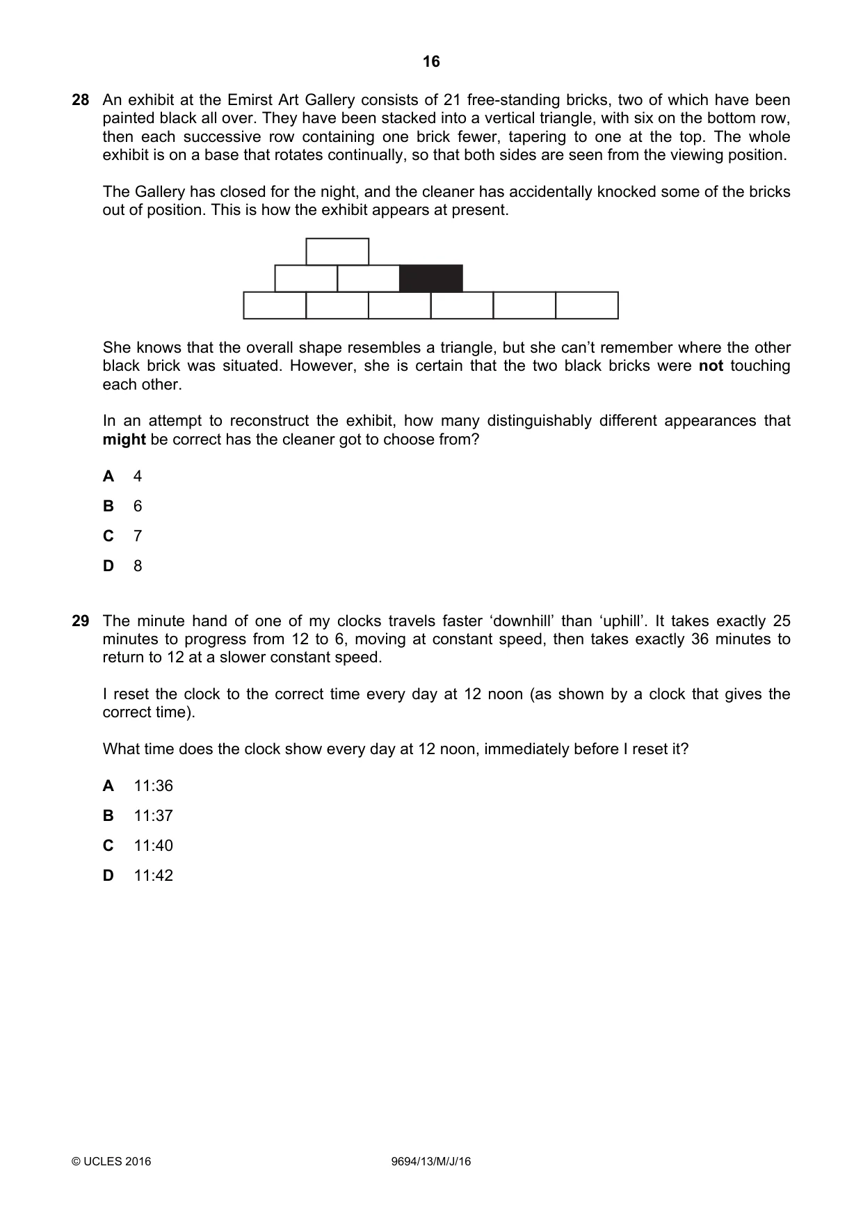 Cambridge A Level Thinking Skills 9694 2016 May/June Paper 1 · Variant 3 question paper, page 16 of 20