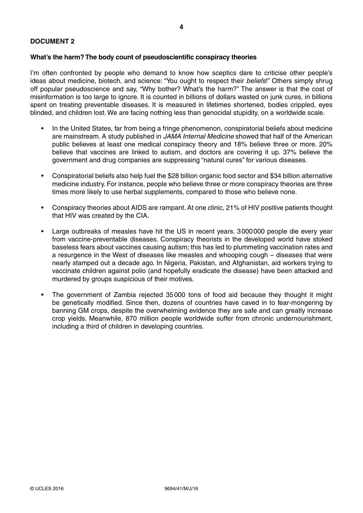 Cambridge A Level Thinking Skills 9694 2016 May/June Paper 4 · Variant 1 question paper, page 4 of 8