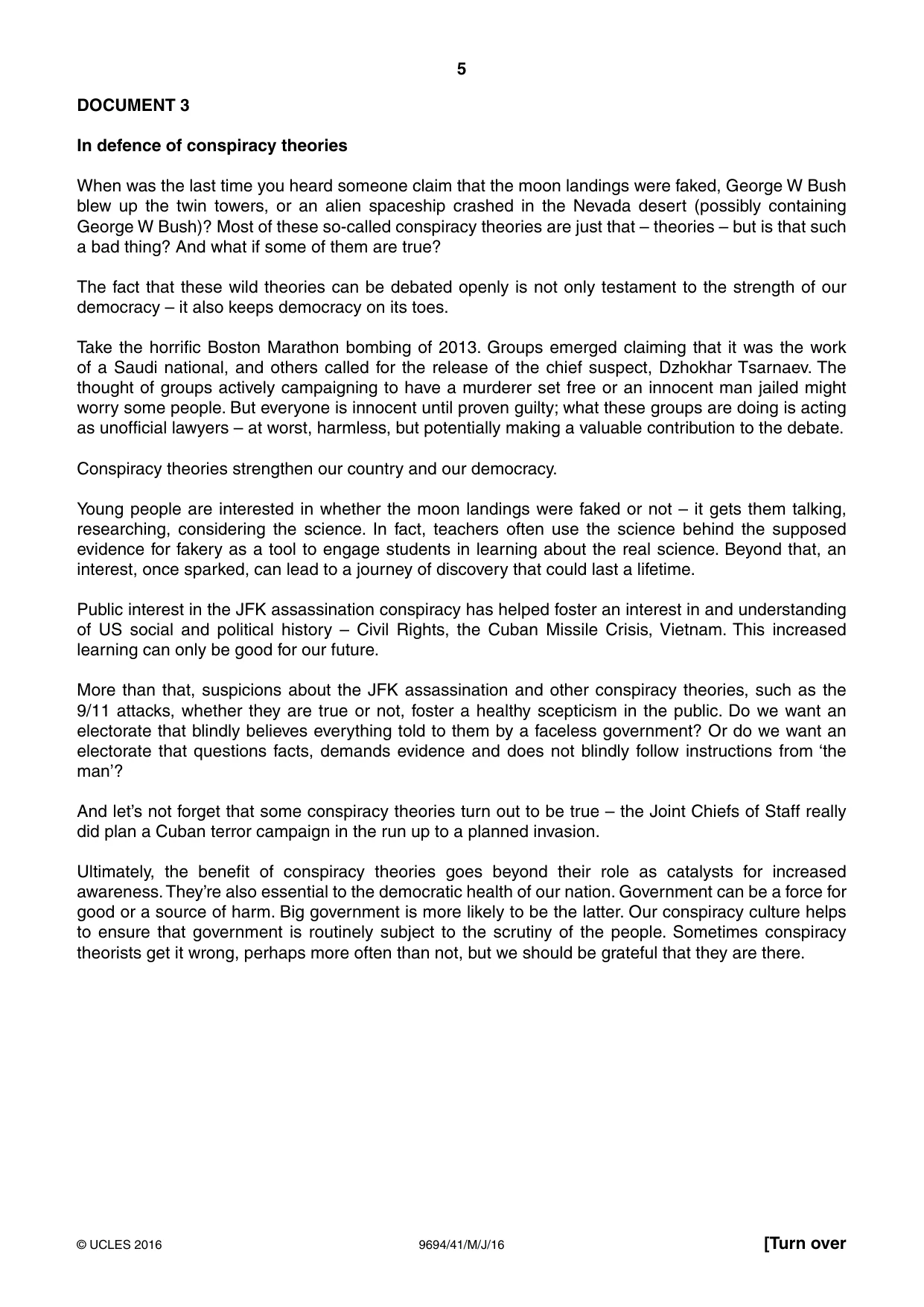 Cambridge A Level Thinking Skills 9694 2016 May/June Paper 4 · Variant 1 question paper, page 5 of 8