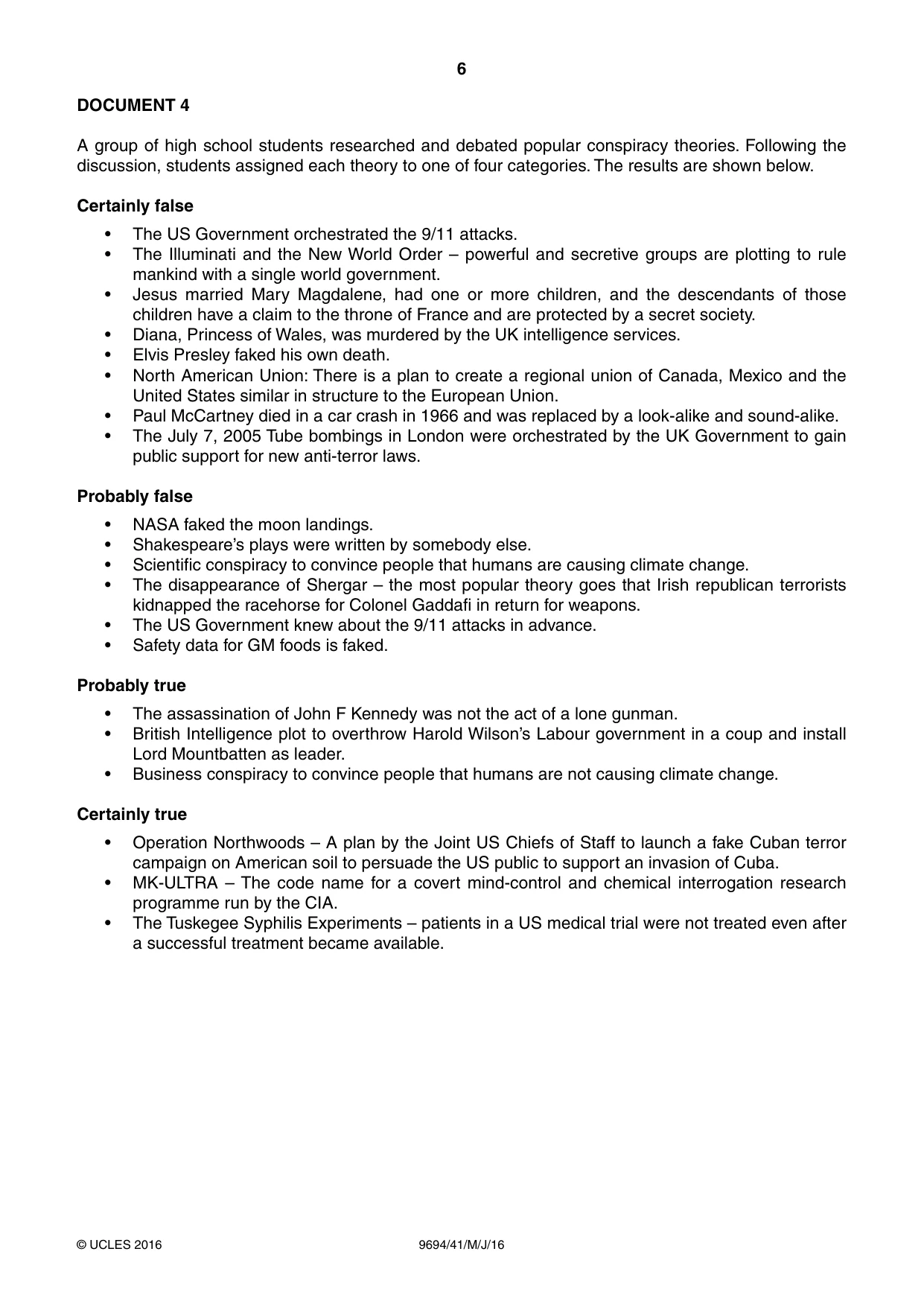 Cambridge A Level Thinking Skills 9694 2016 May/June Paper 4 · Variant 1 question paper, page 6 of 8
