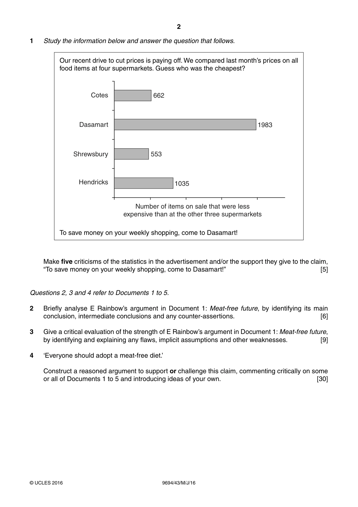 Cambridge A Level Thinking Skills 9694 2016 May/June Paper 4 · Variant 3 question paper, page 2 of 8