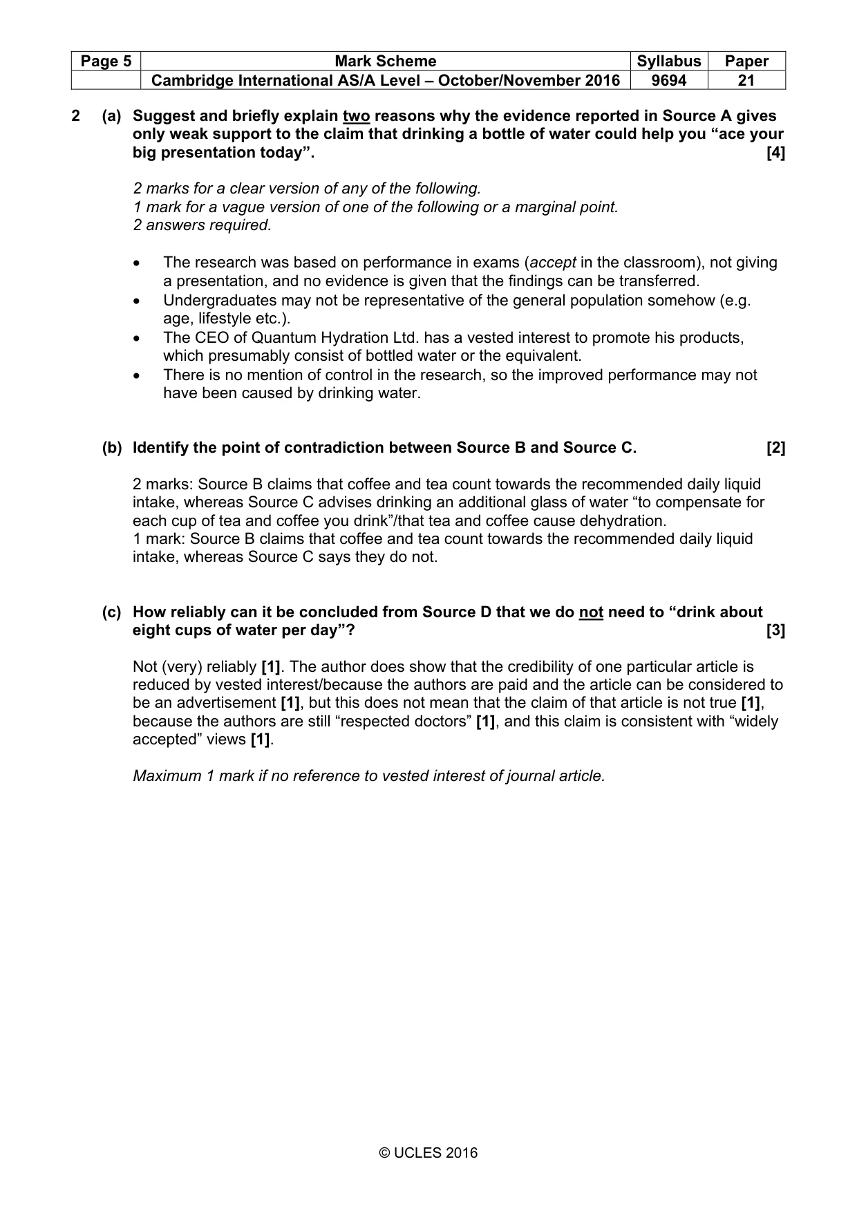 Mark scheme, page 5 of 9