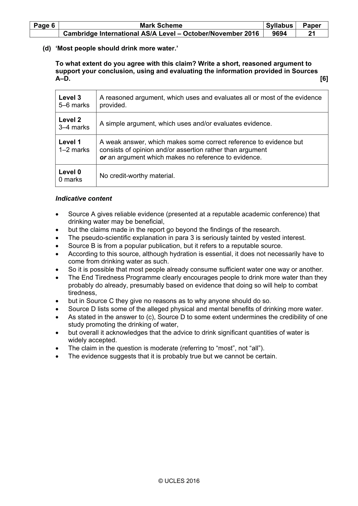 Mark scheme, page 6 of 9
