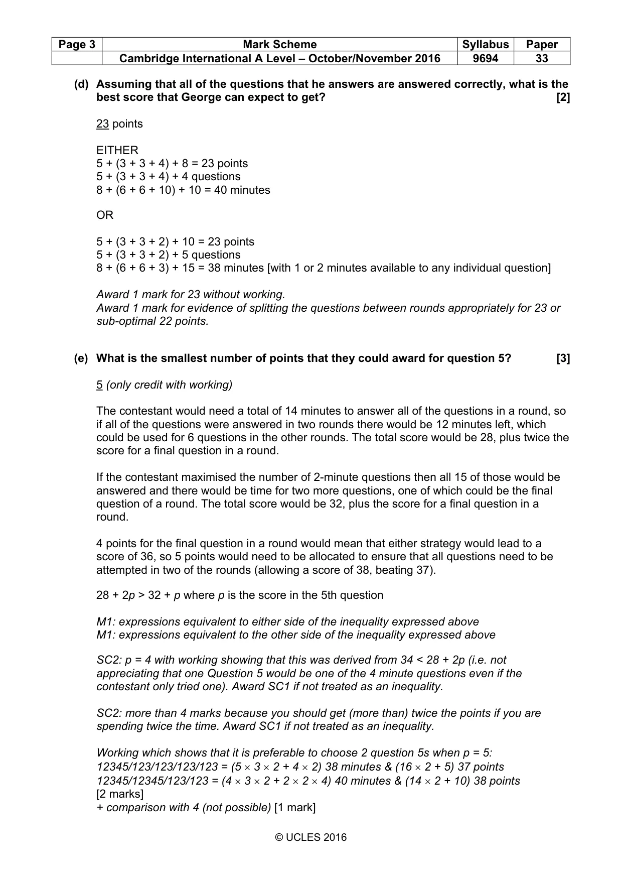 Mark scheme, page 3 of 9