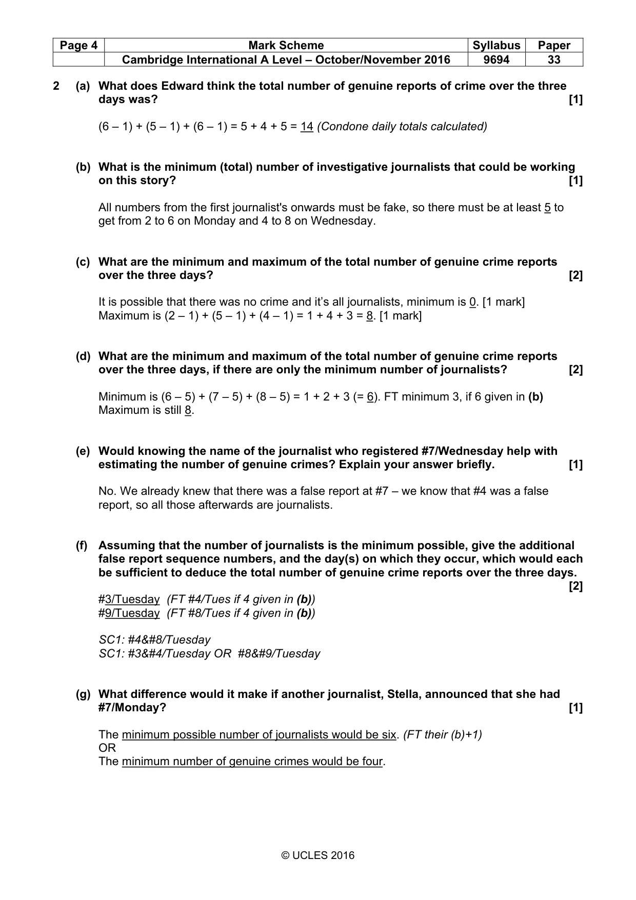 Mark scheme, page 4 of 9