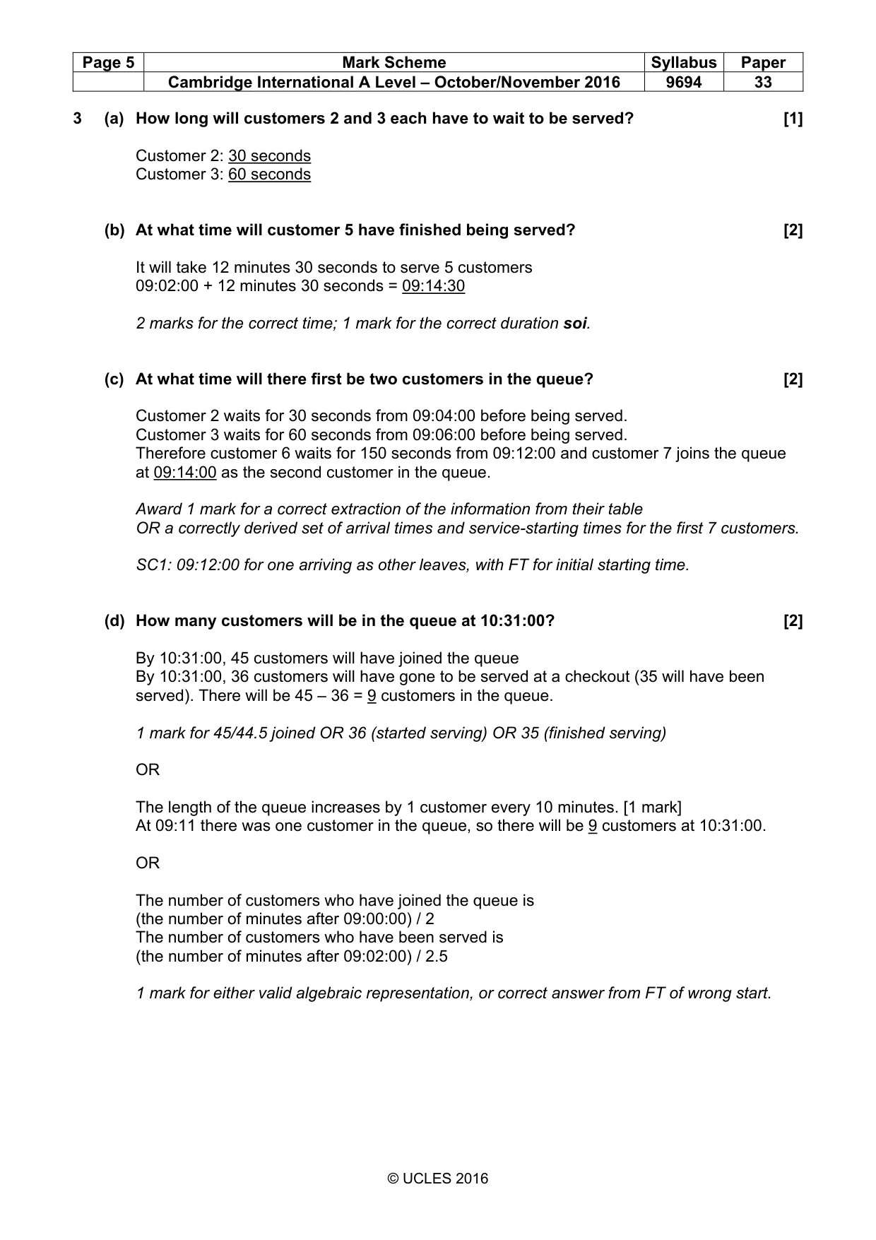 Mark scheme, page 5 of 9