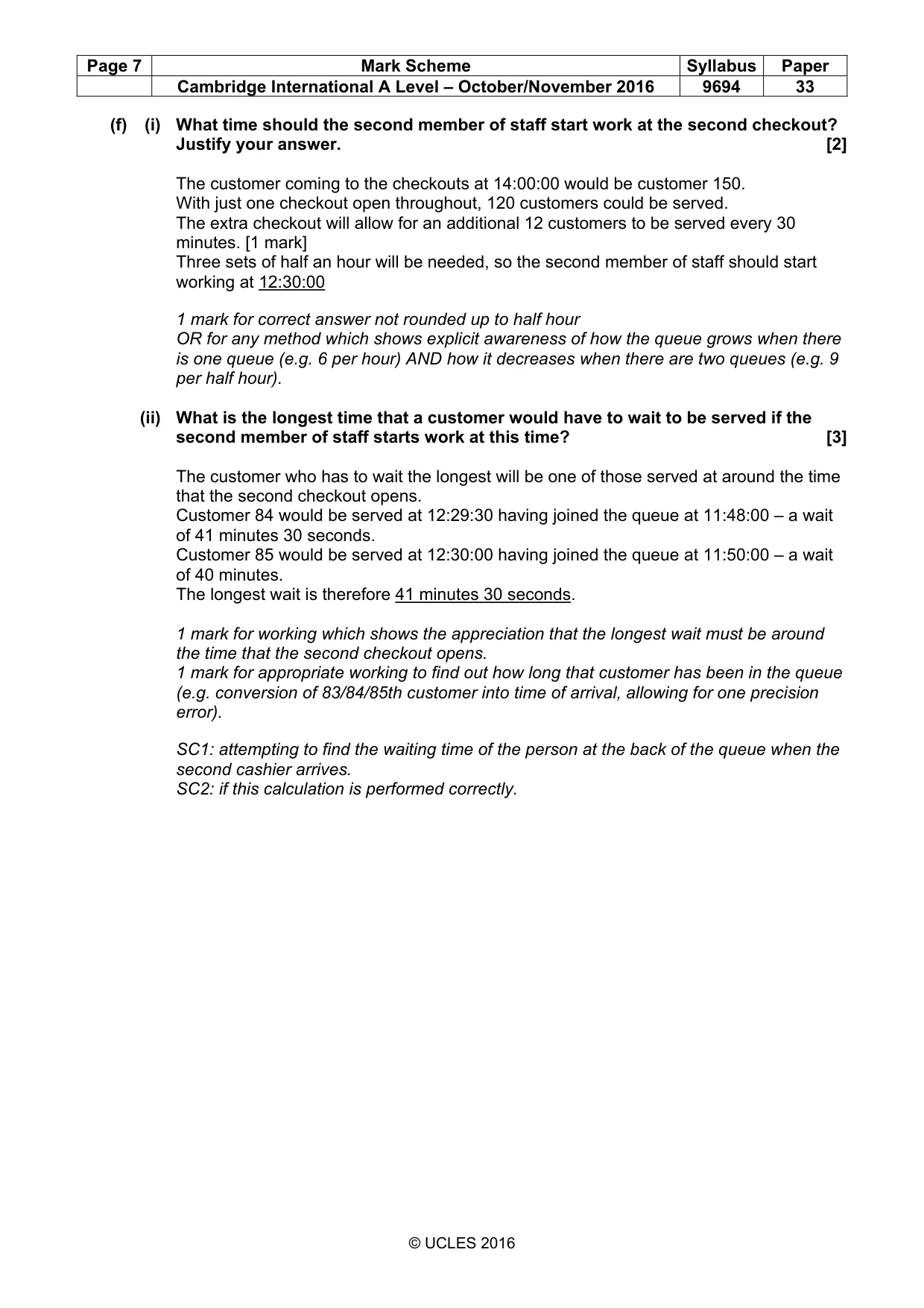 Mark scheme, page 7 of 9