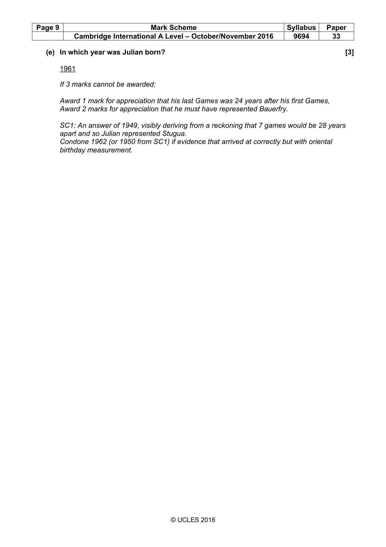 Mark scheme, page 9 of 9