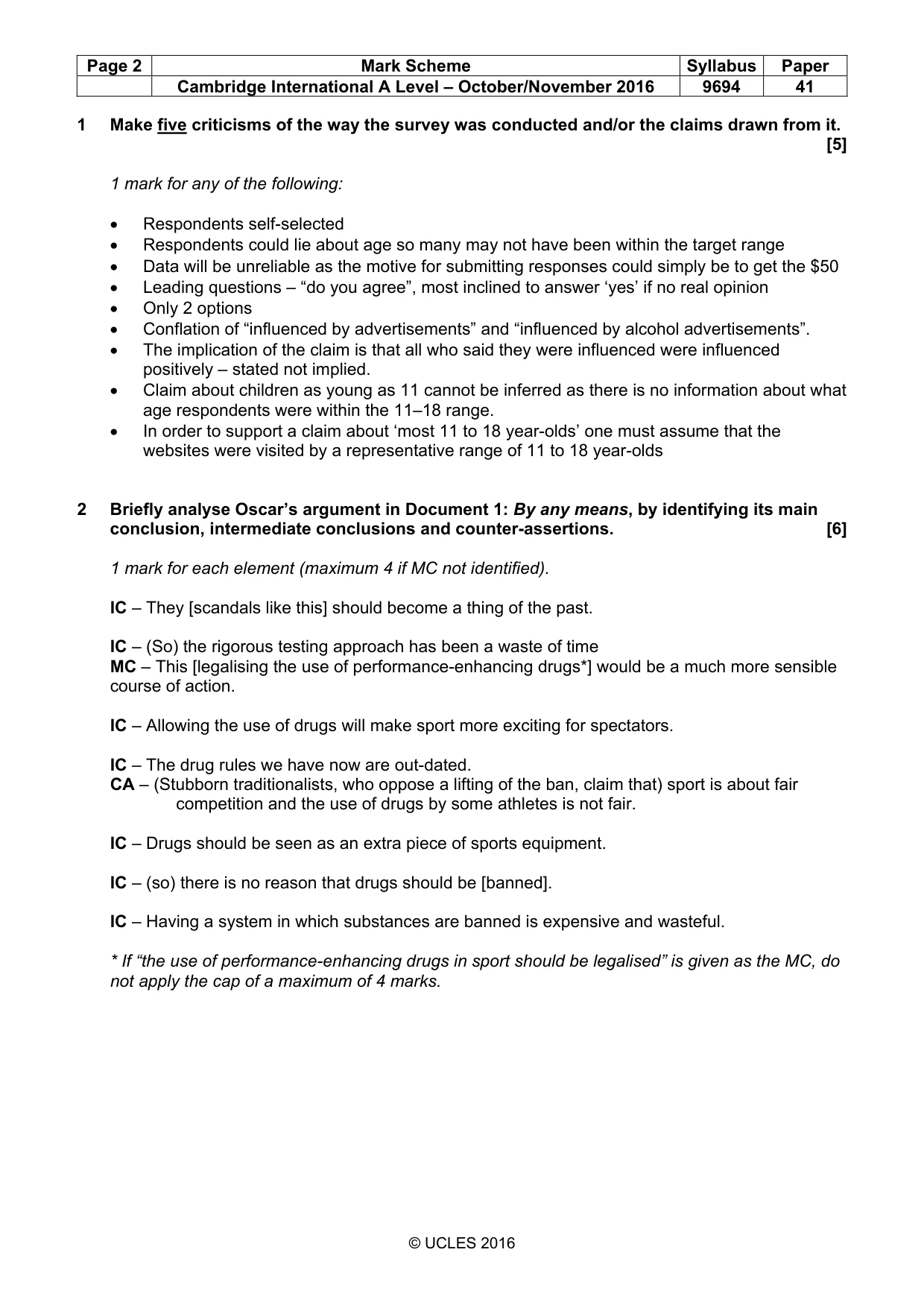 Mark scheme, page 2 of 9