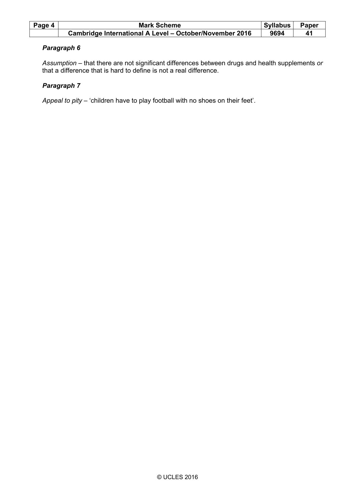 Mark scheme, page 4 of 9