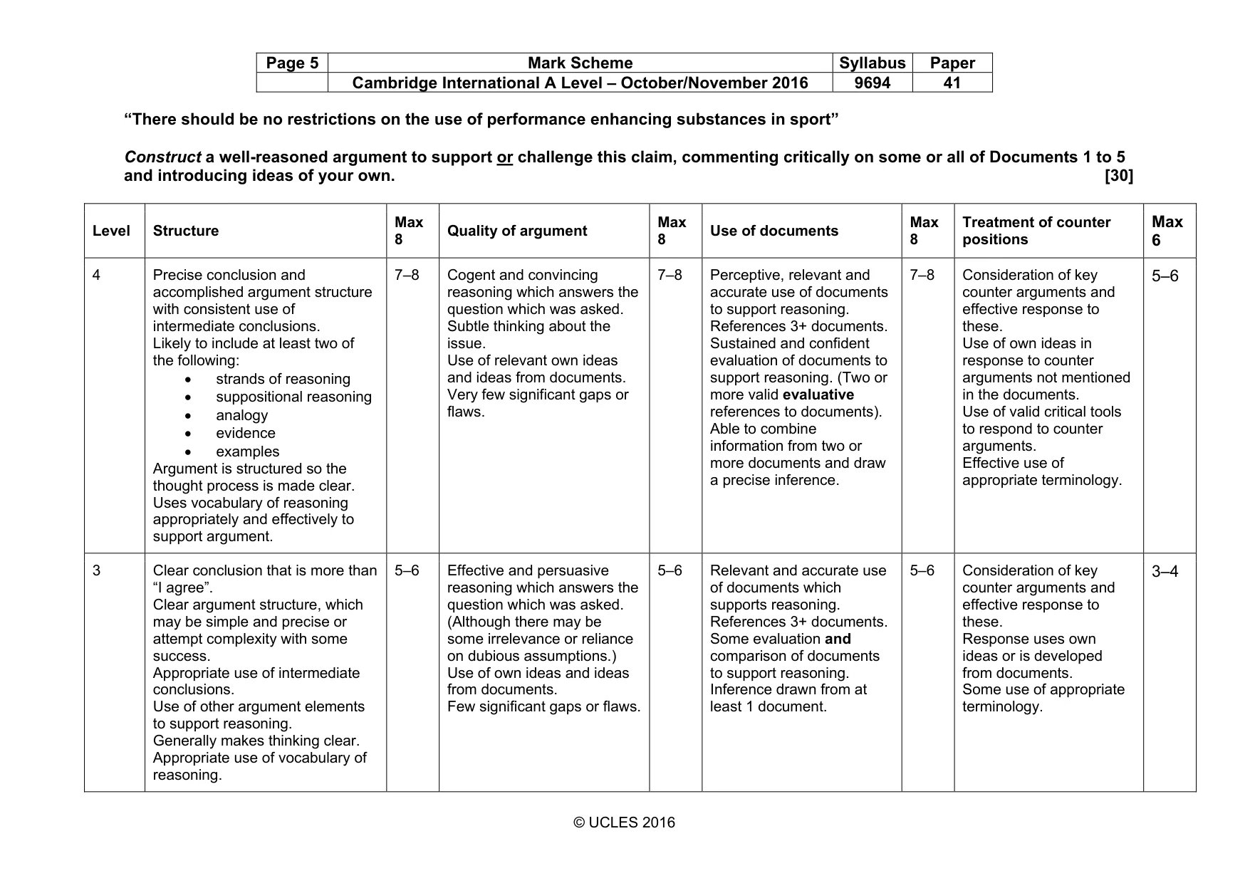 Mark scheme, page 5 of 9