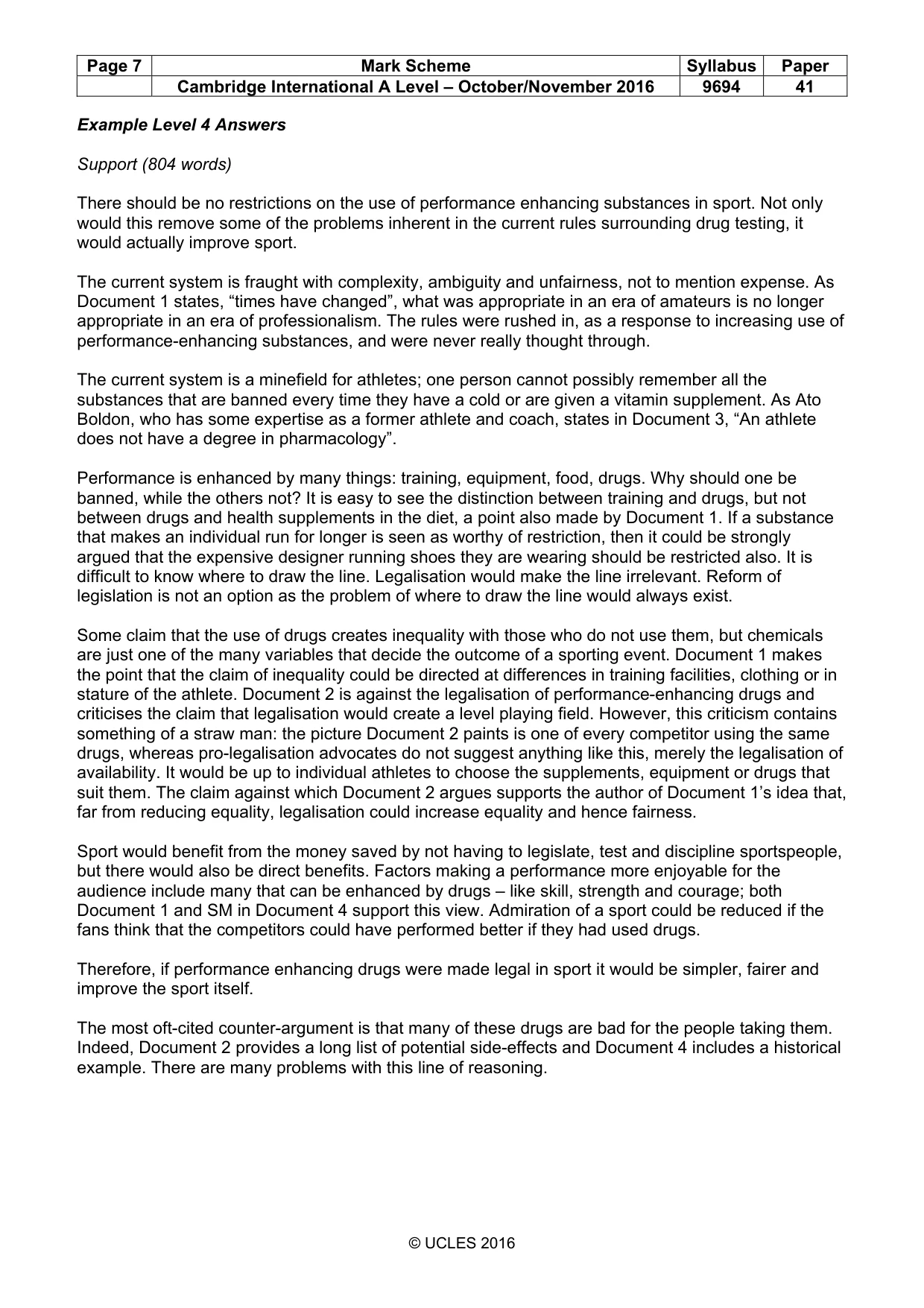 Mark scheme, page 7 of 9