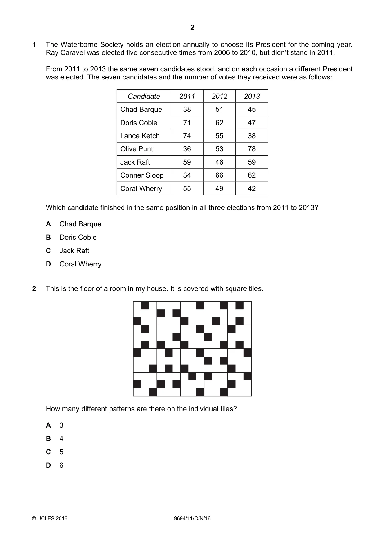 Cambridge A Level Thinking Skills 9694 2016 Oct/Nov Paper 1 · Variant 1 question paper, page 2 of 20