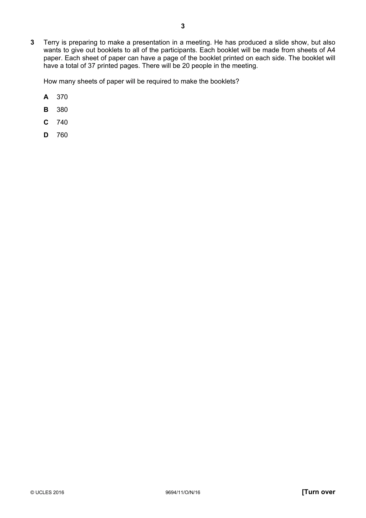 Cambridge A Level Thinking Skills 9694 2016 Oct/Nov Paper 1 · Variant 1 question paper, page 3 of 20