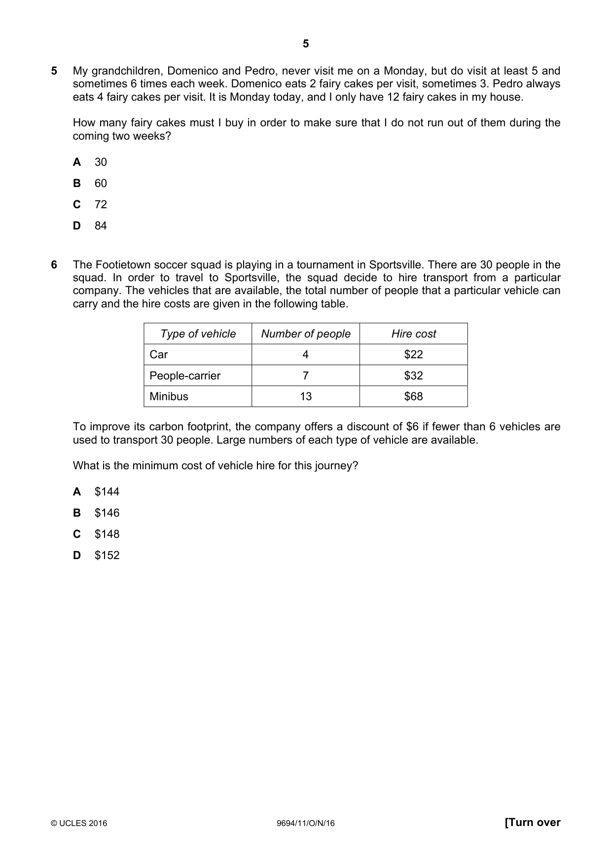 Cambridge A Level Thinking Skills 9694 2016 Oct/Nov Paper 1 · Variant 1 question paper, page 5 of 20