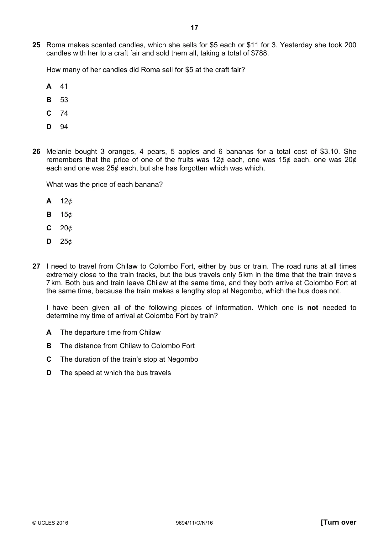 Cambridge A Level Thinking Skills 9694 2016 Oct/Nov Paper 1 · Variant 1 question paper, page 17 of 20