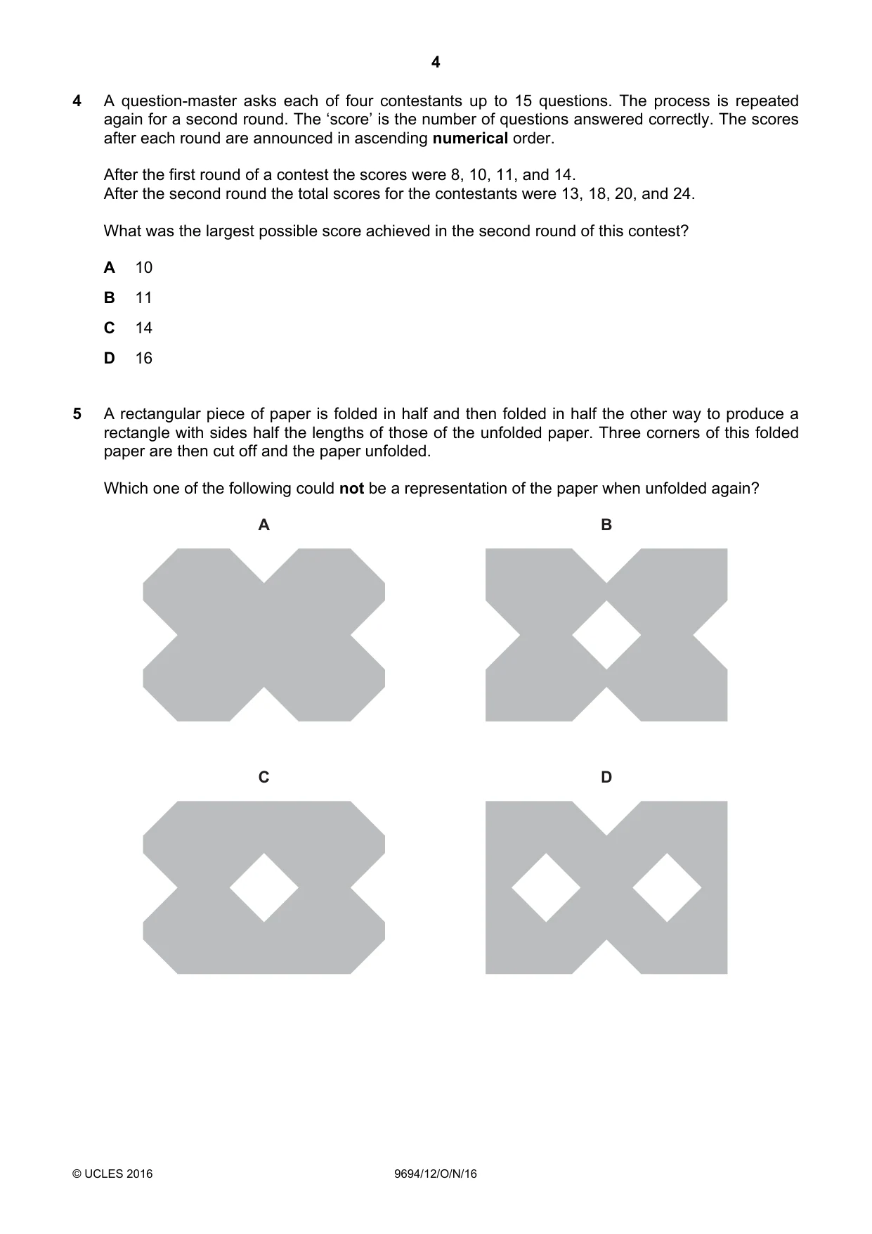 Cambridge A Level Thinking Skills 9694 2016 Oct/Nov Paper 1 · Variant 2 question paper, page 4 of 20