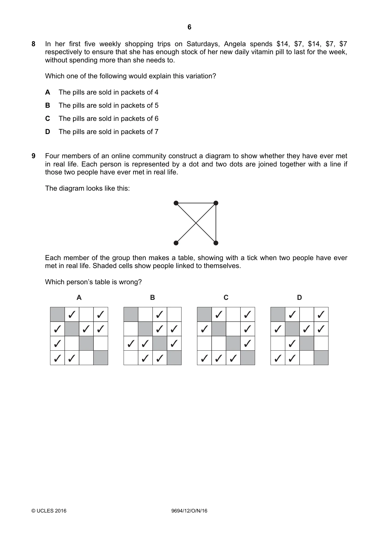 Cambridge A Level Thinking Skills 9694 2016 Oct/Nov Paper 1 · Variant 2 question paper, page 6 of 20