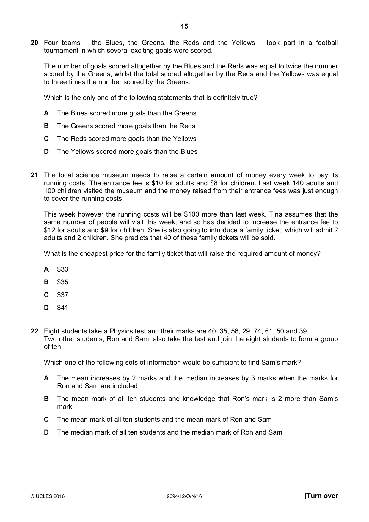 Cambridge A Level Thinking Skills 9694 2016 Oct/Nov Paper 1 · Variant 2 question paper, page 15 of 20