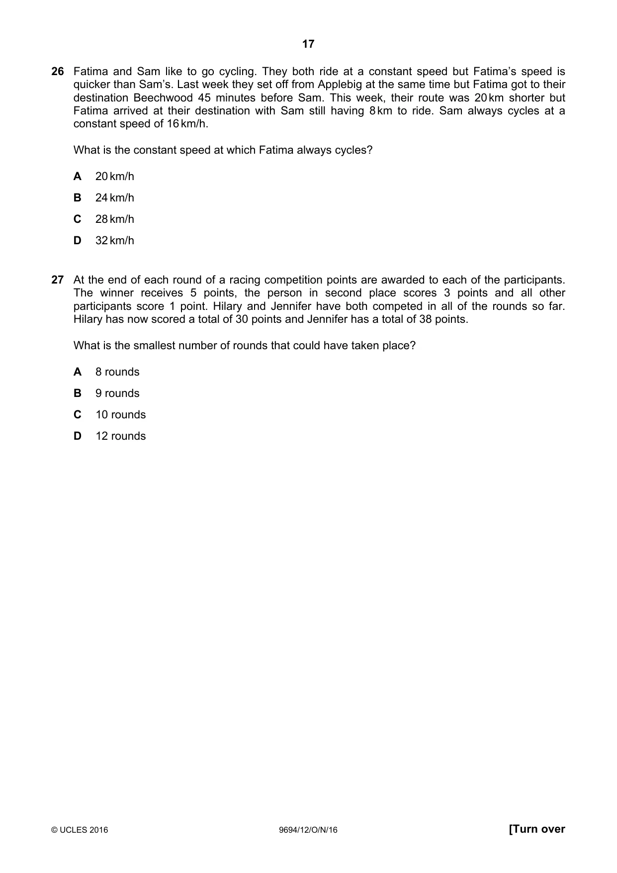 Cambridge A Level Thinking Skills 9694 2016 Oct/Nov Paper 1 · Variant 2 question paper, page 17 of 20