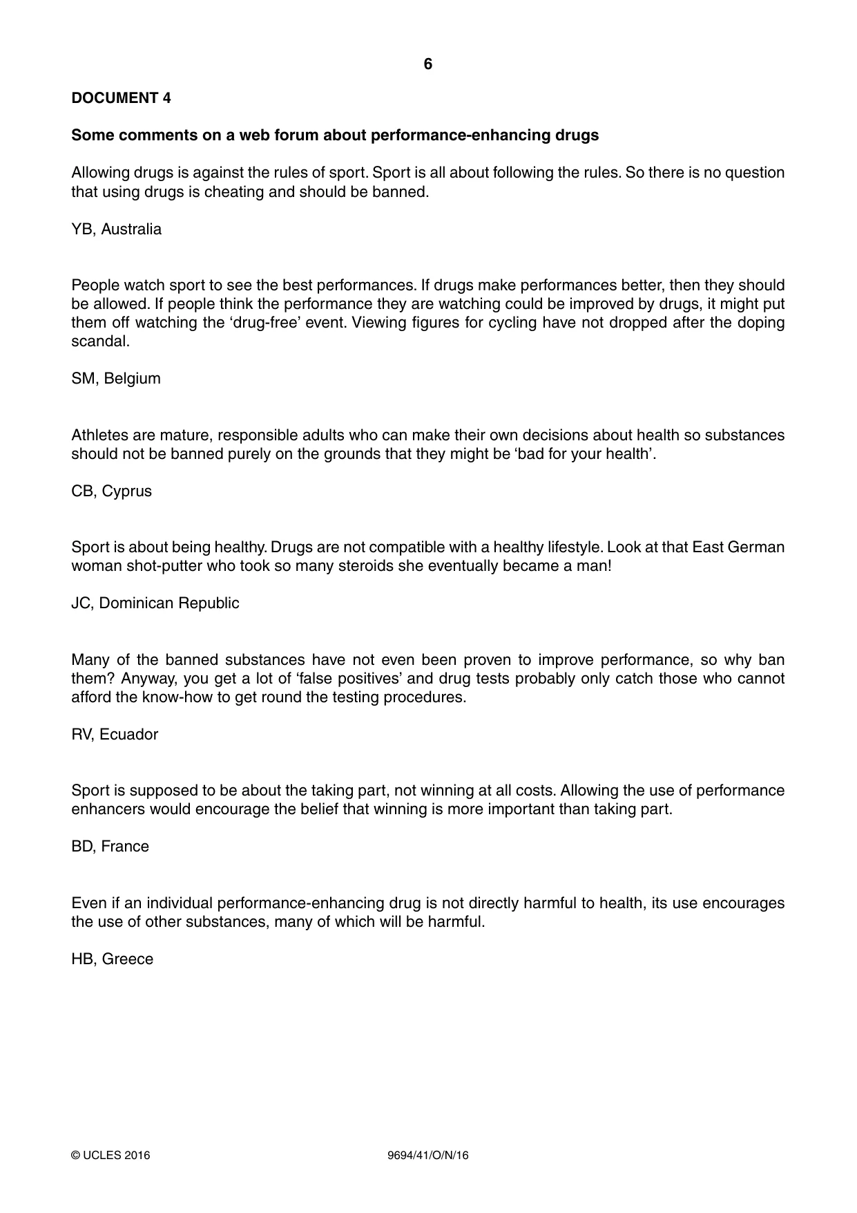 Cambridge A Level Thinking Skills 9694 2016 Oct/Nov Paper 4 · Variant 1 question paper, page 6 of 8