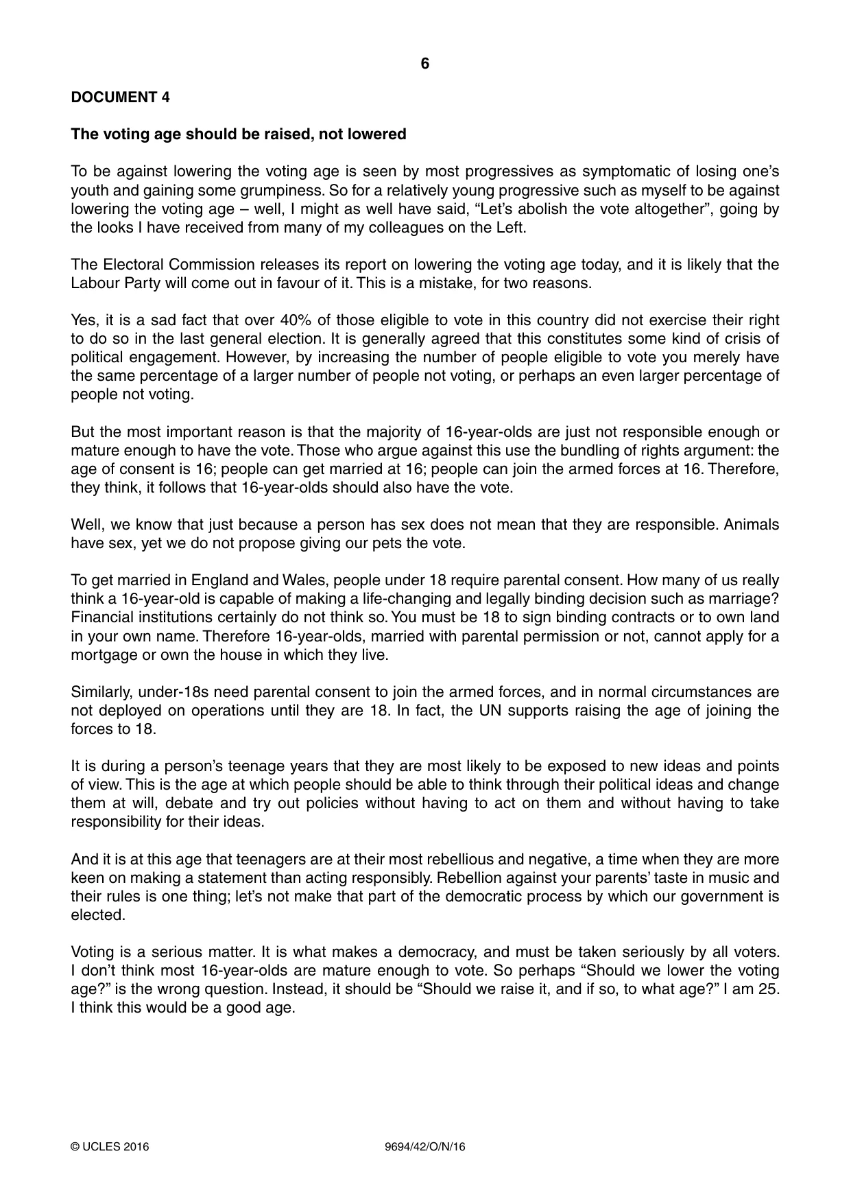Cambridge A Level Thinking Skills 9694 2016 Oct/Nov Paper 4 · Variant 2 question paper, page 6 of 8