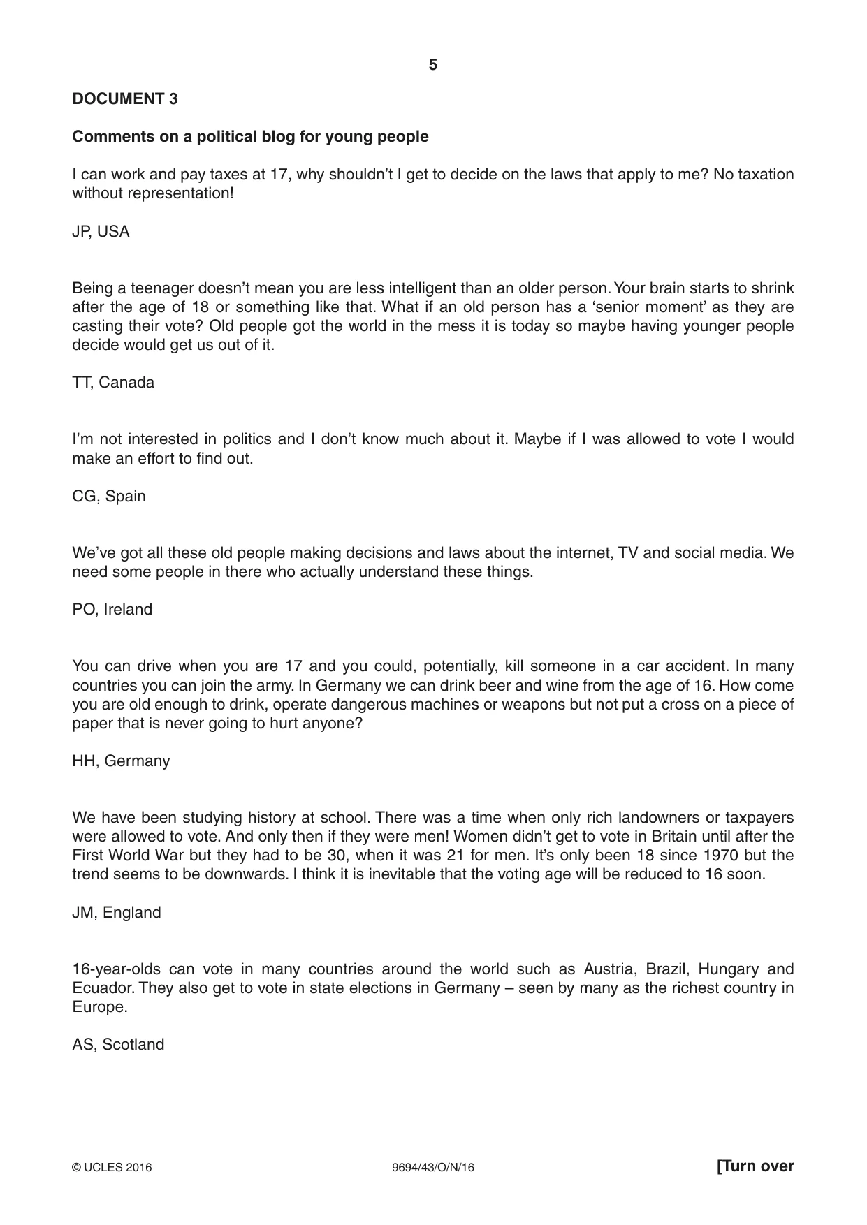 Cambridge A Level Thinking Skills 9694 2016 Oct/Nov Paper 4 · Variant 3 question paper, page 5 of 8