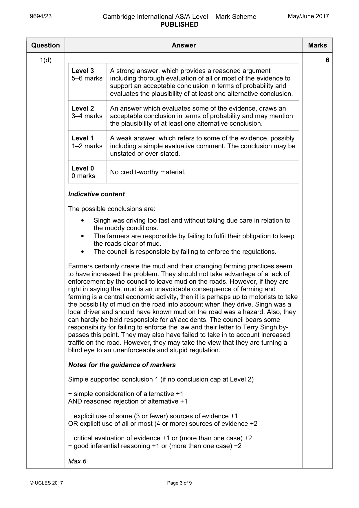 Mark scheme, page 3 of 9
