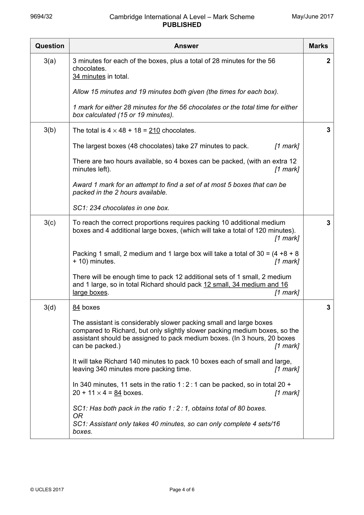 Mark scheme, page 4 of 6