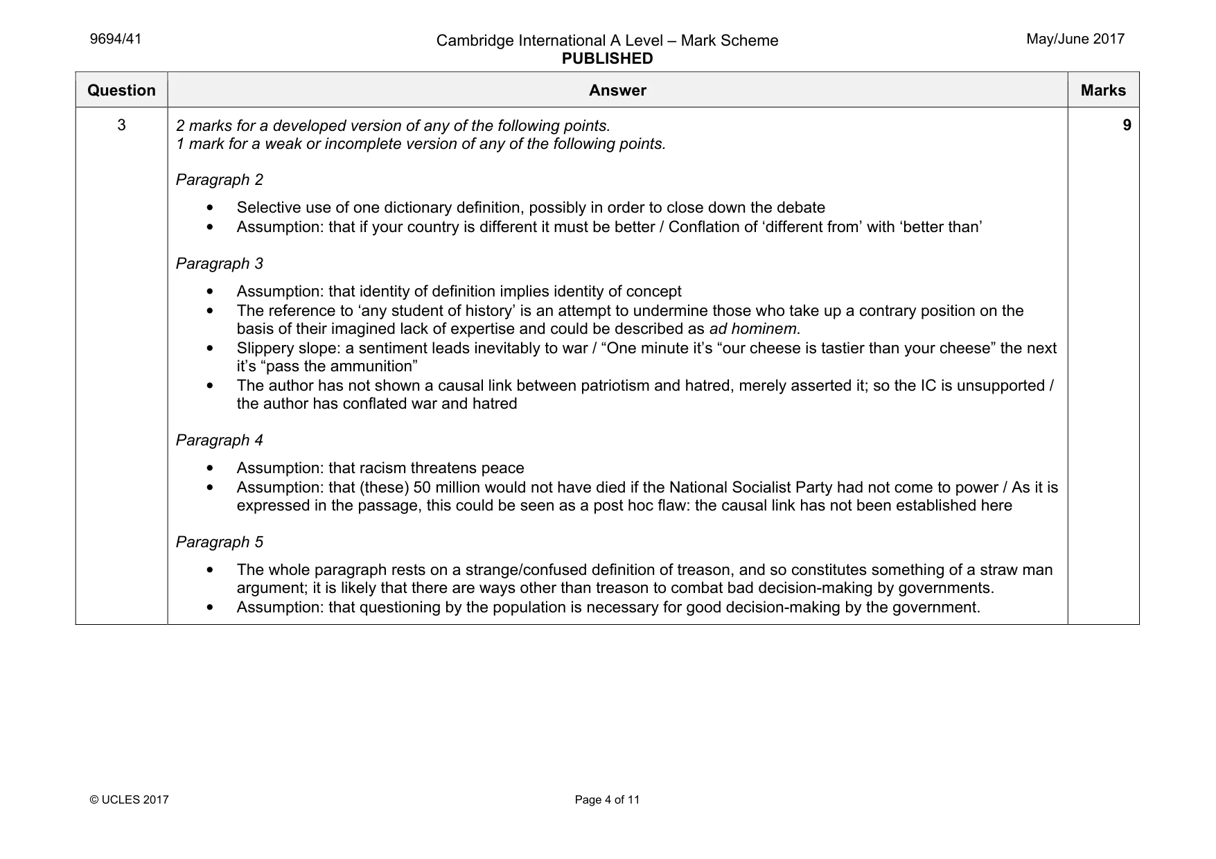 Mark scheme, page 4 of 11