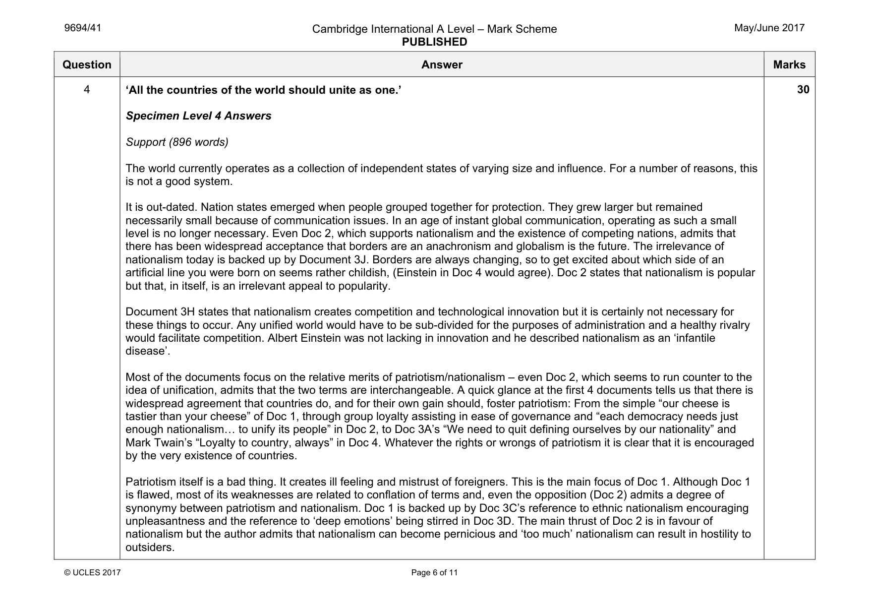 Mark scheme, page 6 of 11
