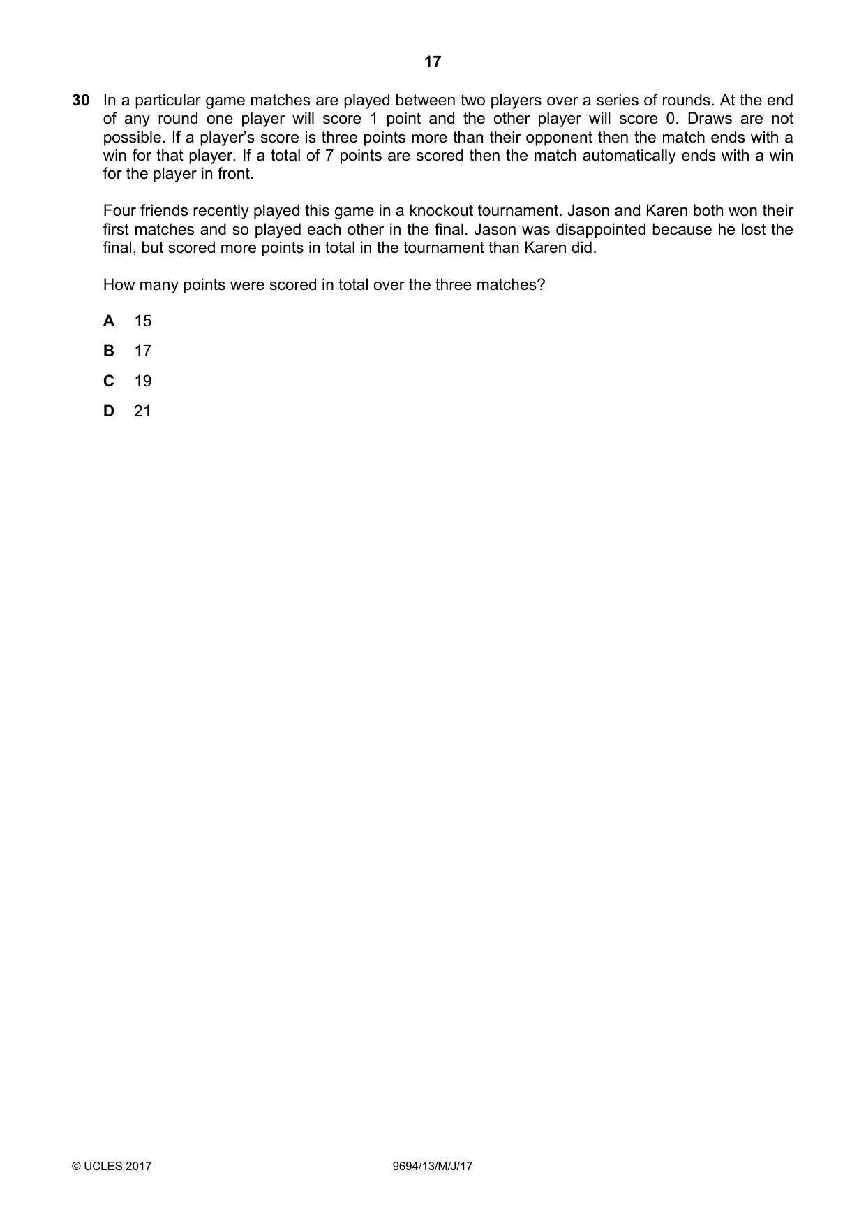 Cambridge A Level Thinking Skills 9694 2017 May/June Paper 1 · Variant 3 question paper, page 17 of 20