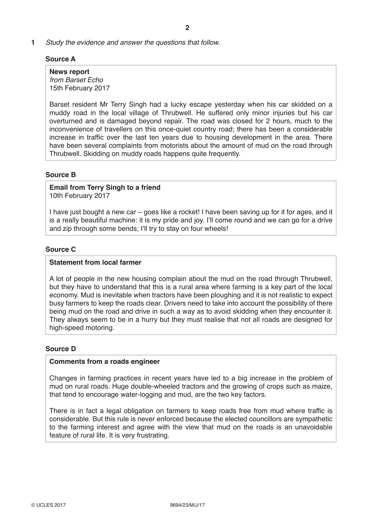 Cambridge A Level Thinking Skills 9694 2017 May/June Paper 2 · Variant 3 question paper, page 2 of 8