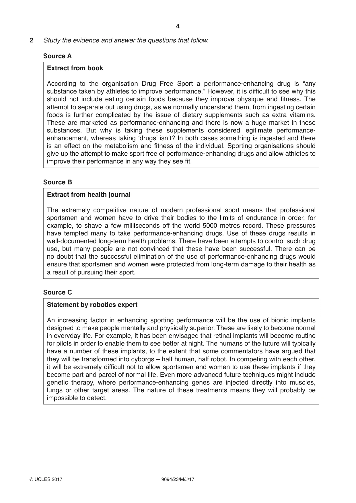 Cambridge A Level Thinking Skills 9694 2017 May/June Paper 2 · Variant 3 question paper, page 4 of 8