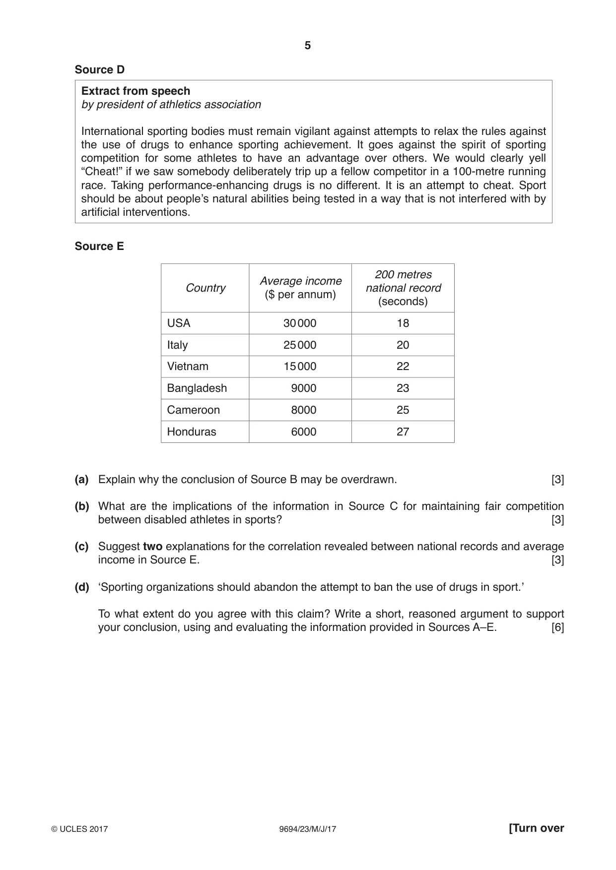 Cambridge A Level Thinking Skills 9694 2017 May/June Paper 2 · Variant 3 question paper, page 5 of 8