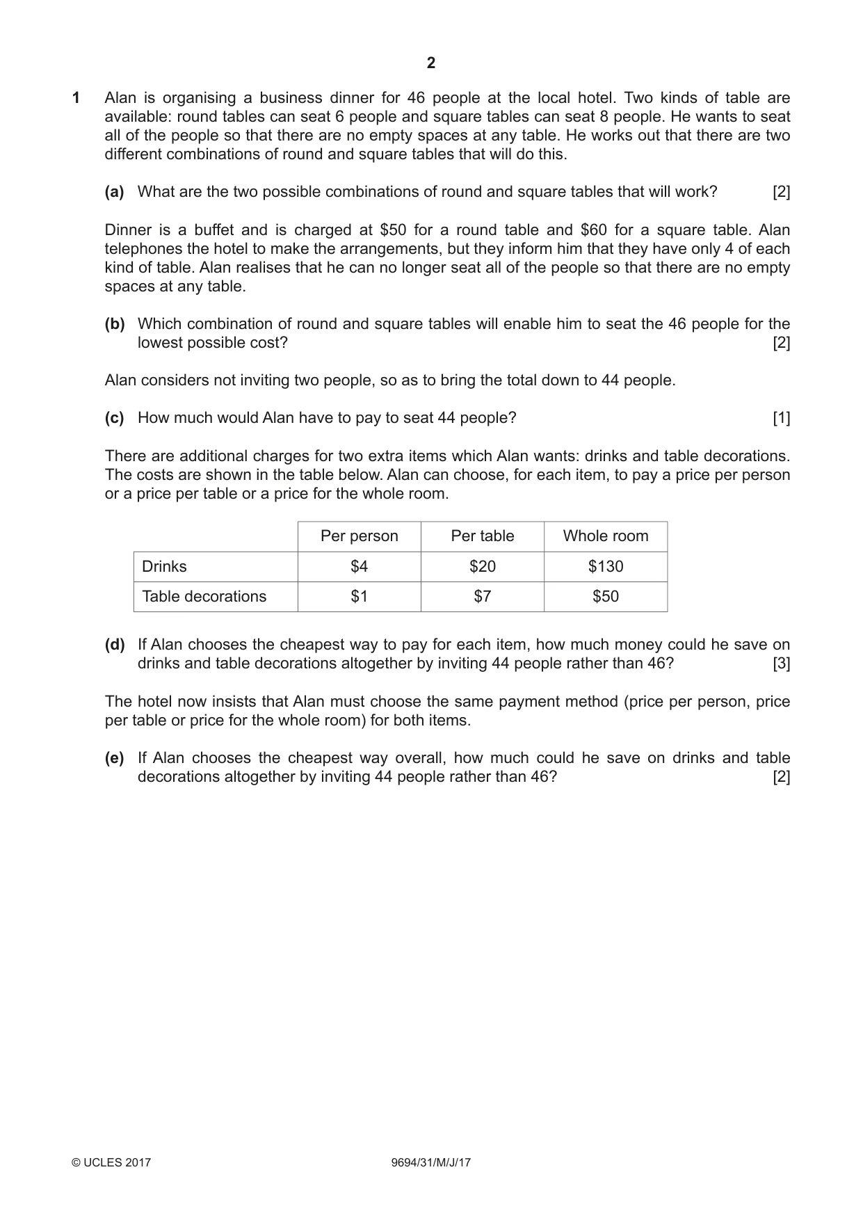 Cambridge A Level Thinking Skills 9694 2017 May/June Paper 3 · Variant 1 question paper, page 2 of 8