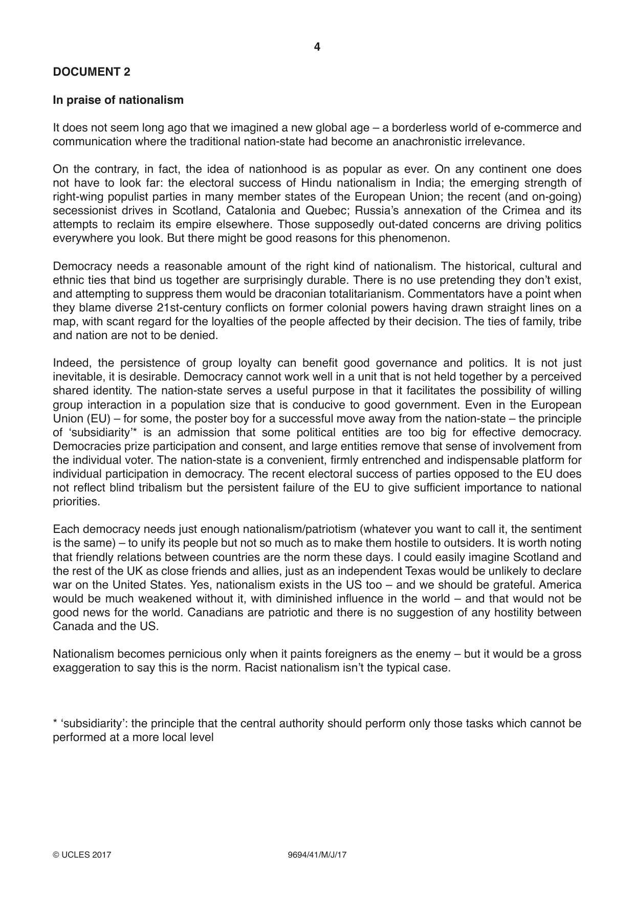 Cambridge A Level Thinking Skills 9694 2017 May/June Paper 4 · Variant 1 question paper, page 4 of 8