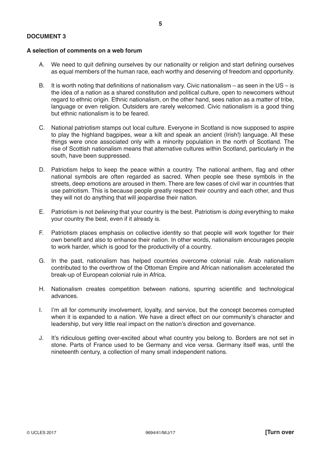 Cambridge A Level Thinking Skills 9694 2017 May/June Paper 4 · Variant 1 question paper, page 5 of 8