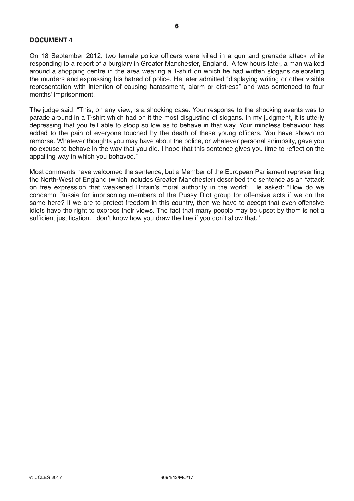 Cambridge A Level Thinking Skills 9694 2017 May/June Paper 4 · Variant 2 question paper, page 6 of 8