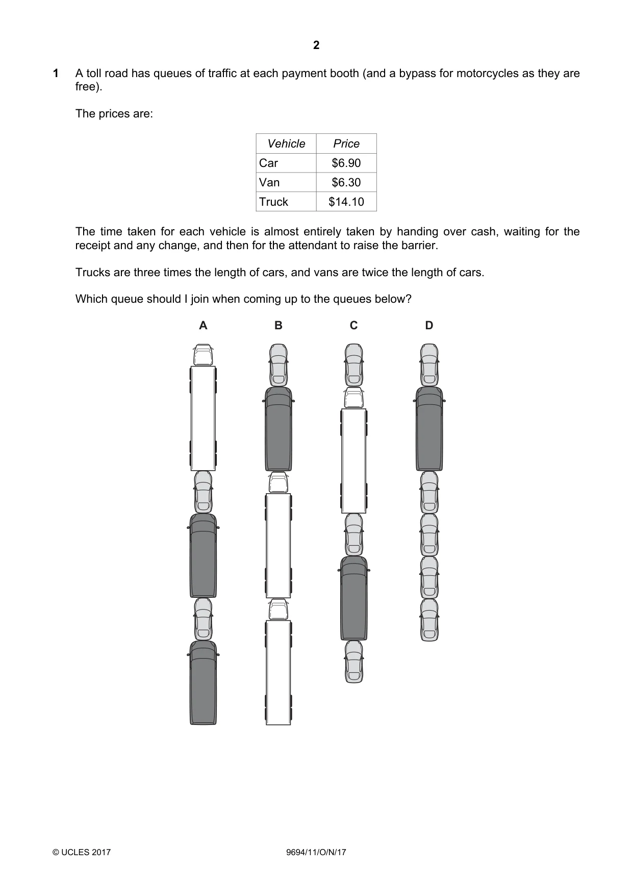 Cambridge A Level Thinking Skills 9694 2017 Oct/Nov Paper 1 · Variant 1 question paper, page 2 of 20