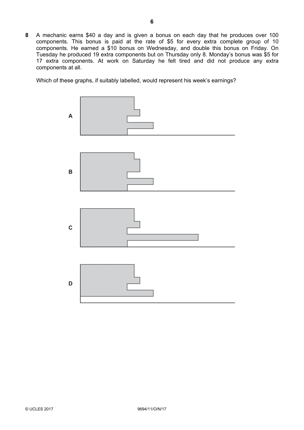 Cambridge A Level Thinking Skills 9694 2017 Oct/Nov Paper 1 · Variant 1 question paper, page 6 of 20