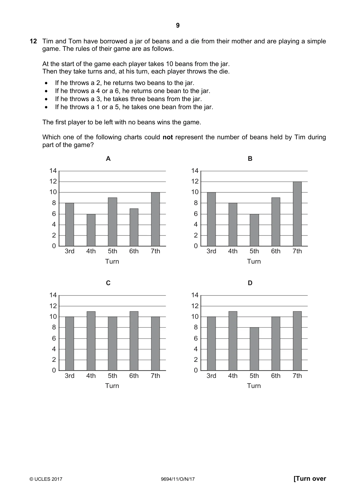 Cambridge A Level Thinking Skills 9694 2017 Oct/Nov Paper 1 · Variant 1 question paper, page 9 of 20