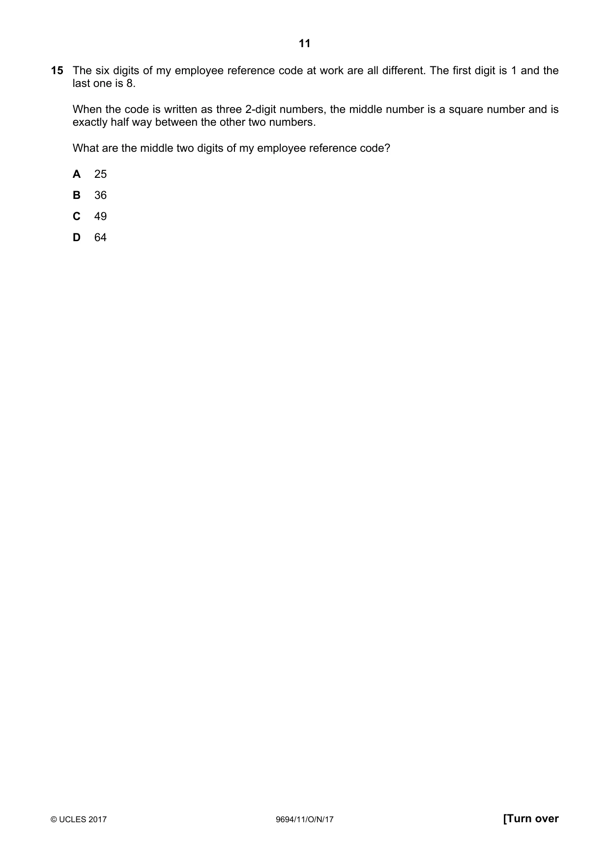 Cambridge A Level Thinking Skills 9694 2017 Oct/Nov Paper 1 · Variant 1 question paper, page 11 of 20