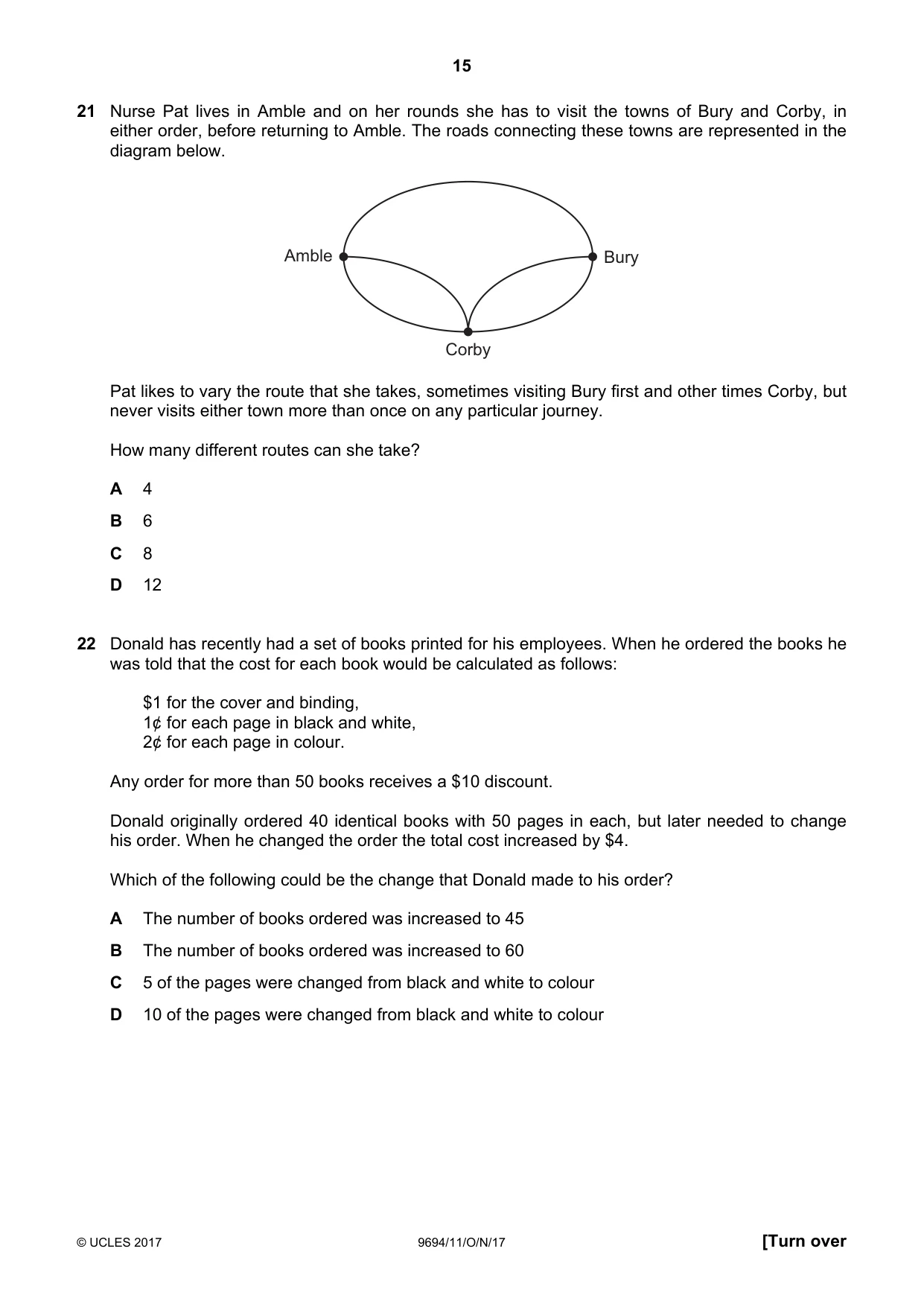 Cambridge A Level Thinking Skills 9694 2017 Oct/Nov Paper 1 · Variant 1 question paper, page 15 of 20
