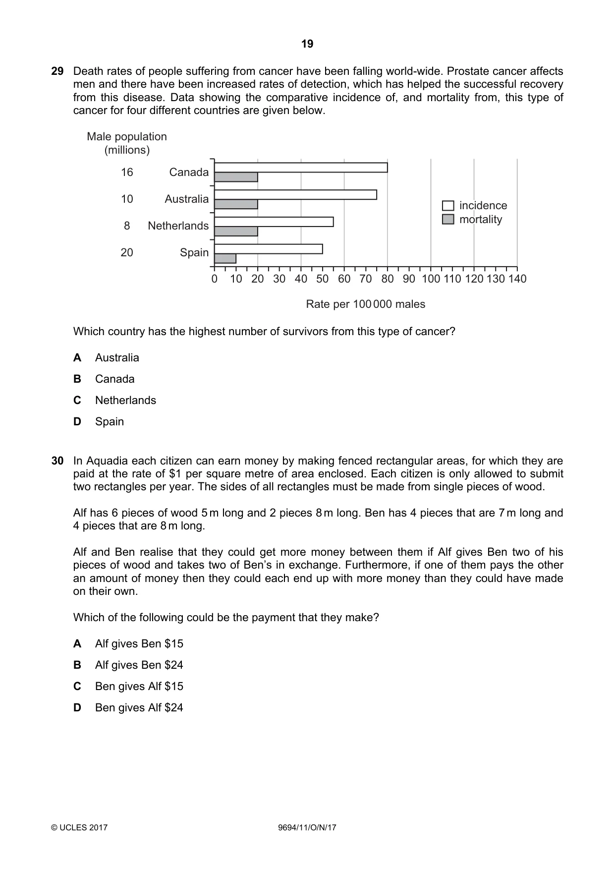 Cambridge A Level Thinking Skills 9694 2017 Oct/Nov Paper 1 · Variant 1 question paper, page 19 of 20
