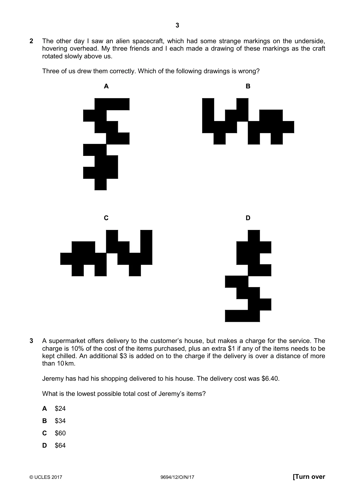 Cambridge A Level Thinking Skills 9694 2017 Oct/Nov Paper 1 · Variant 2 question paper, page 3 of 20