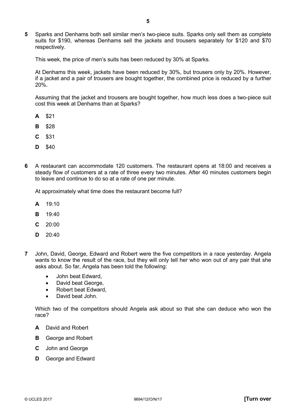 Cambridge A Level Thinking Skills 9694 2017 Oct/Nov Paper 1 · Variant 2 question paper, page 5 of 20
