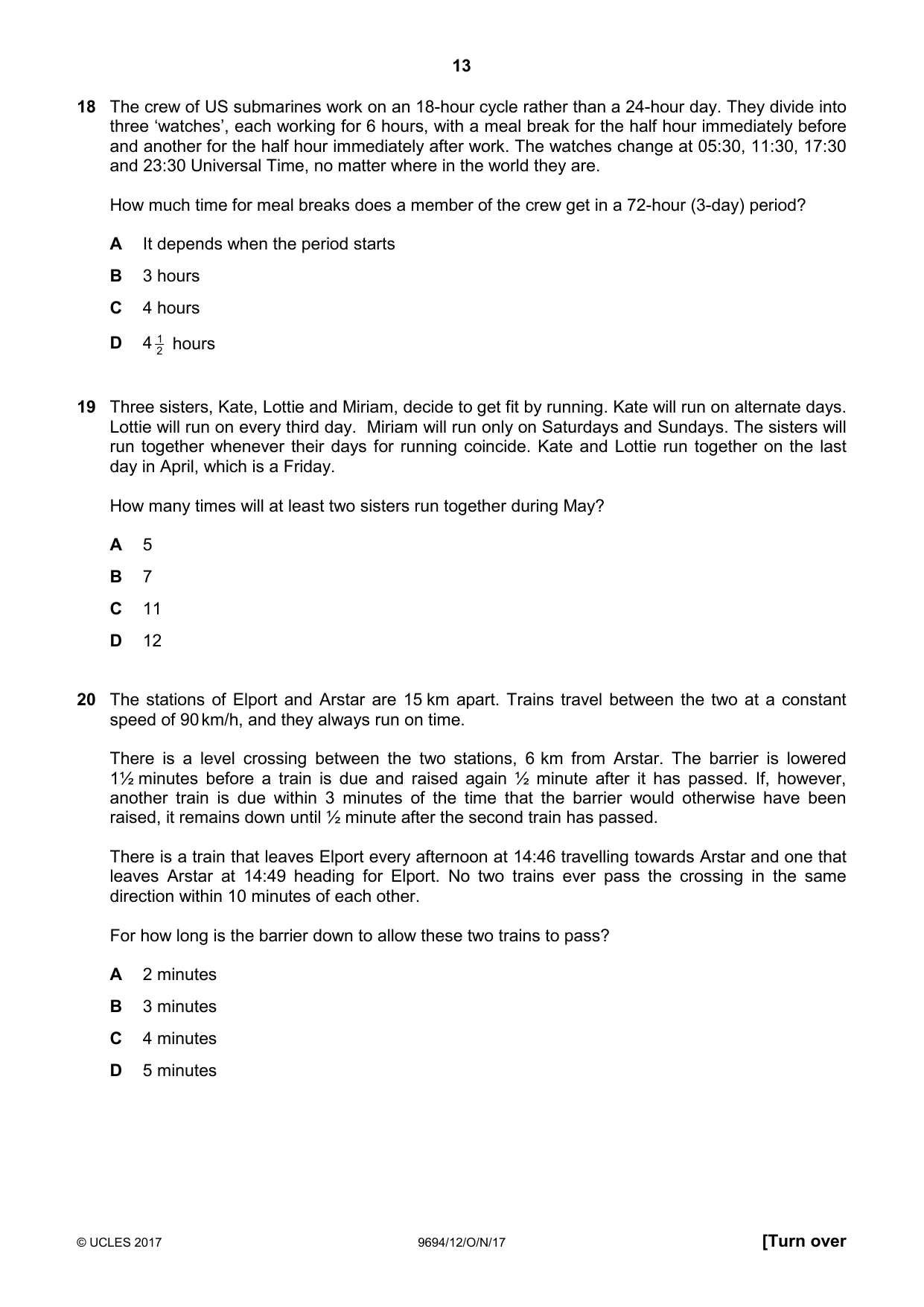 Cambridge A Level Thinking Skills 9694 2017 Oct/Nov Paper 1 · Variant 2 question paper, page 13 of 20