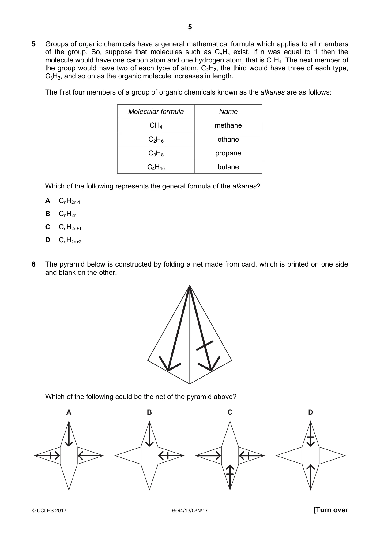 Cambridge A Level Thinking Skills 9694 2017 Oct/Nov Paper 1 · Variant 3 question paper, page 5 of 20